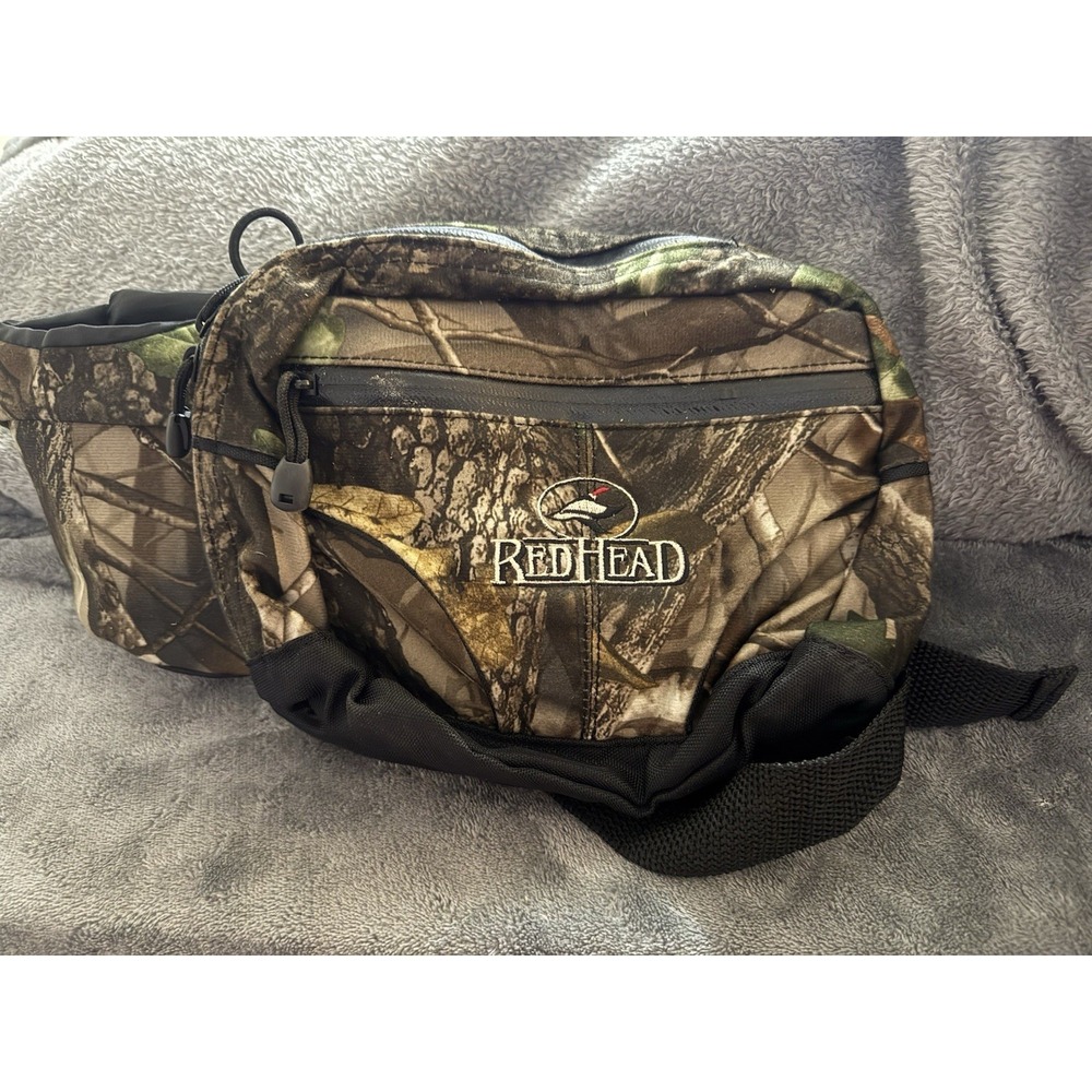 Vtg RedHead Camouflage Lumbar Fanny Pack Hunting Hiking Camping Waist Bag Big